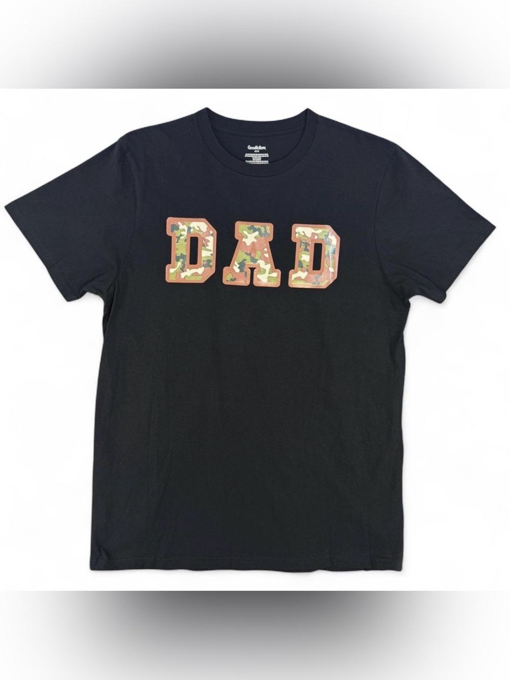 Custom Camo DAD Graphic T-Shirt Goodfellow & Co Black Tee Size L NEW